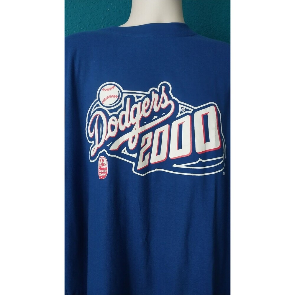 Vtg 2000s Los Angeles Dodgers T-Shirt XL Blue Farmer John MLB Baseball